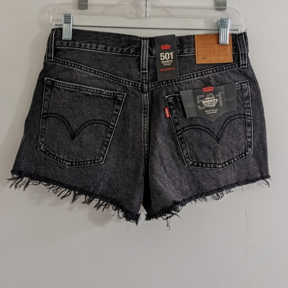 Levi's 501 Distressed Shorts in Trashed Black - Picture 6 of 10